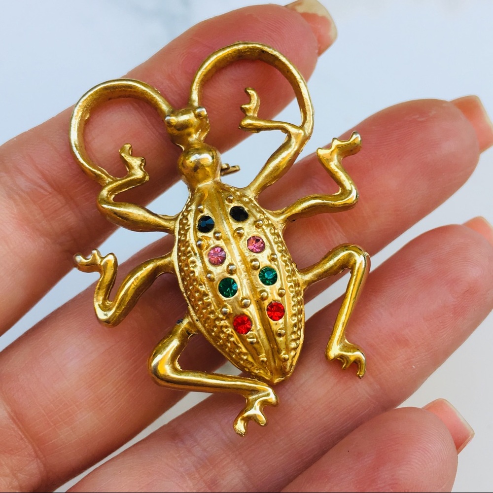 Gold beetle brooch Neiman Marcus vintage - Picture 3 of 5